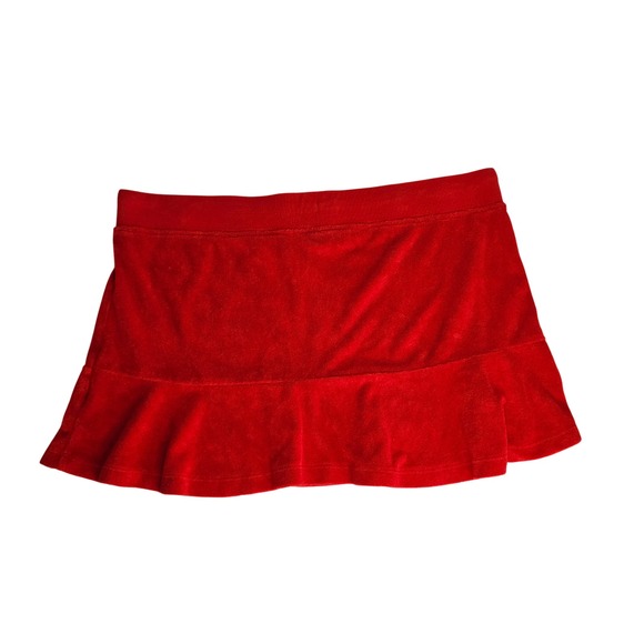 Joe Boxer Red Terrycloth Mini Skirt XL Ruffle Hem Drawstring Y2K Style Soft Girl - Picture 2 of 7